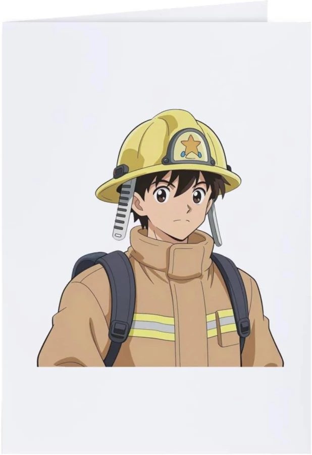4 x 'Anime Style Fireman' Gift Tags / Labels