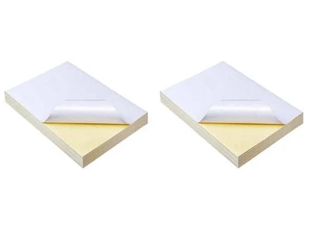 100 Sheets A4 White Self Adhesive Waterproof Sticker Label Glossy Paper for Inkjet Printer Copier,100 x sticker paper,White&Yellow, Men's, Size: One 