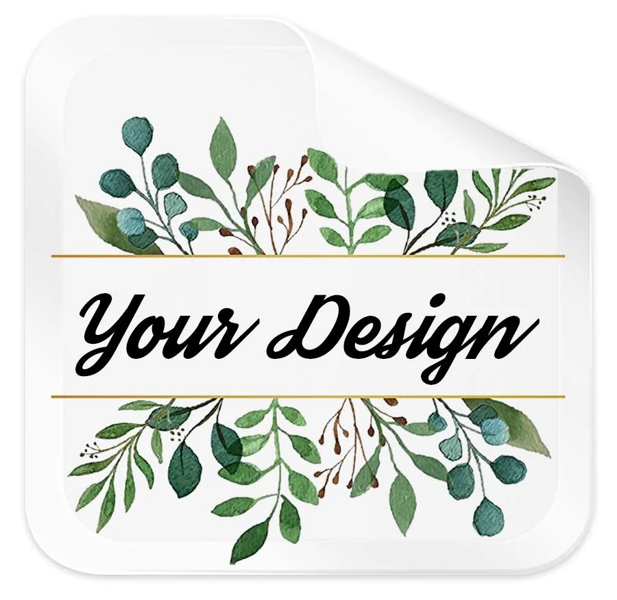 Muka 100 Pcs Custom Labels Personalized Stickers, Pvc Labels For Business Logo, Full Color Printing, Price/100 - Rounded Square/White, 1