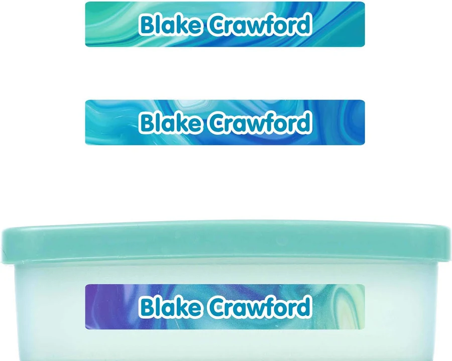 Liquid Swirl Slim Name Stickers
