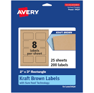 Avery Kraft Brown Rectangle Labels with Sure Feed 2" x 3
