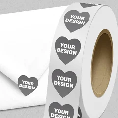 JAM Paper Matte Silver Foil 2 x 2 Inch Roll of Heart Shaped Labels