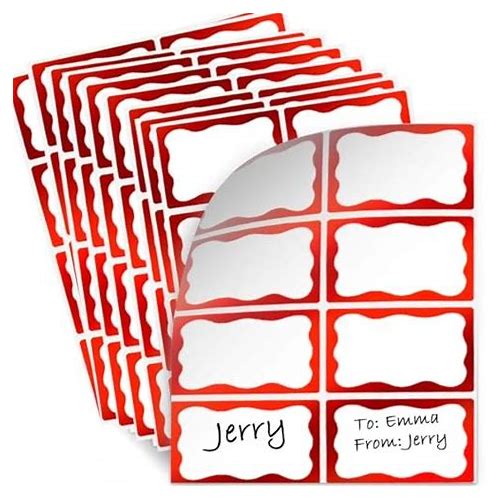 Red Foil Name Tags Stickers, 200…