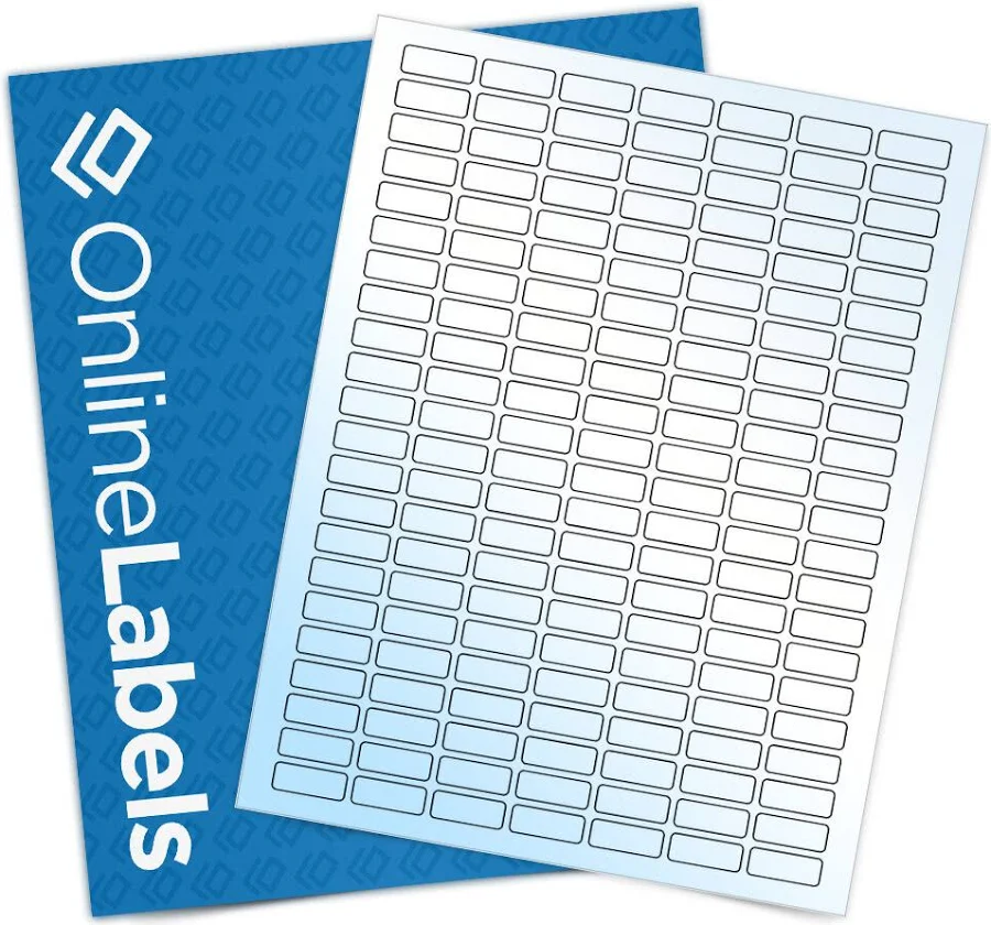 Barcode Labels 1" x 0.375" White Gloss Laser 25 Sheets