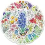 50pcs Mixed Styles Flower Pattern Waterproof PVC Plastic Stickers