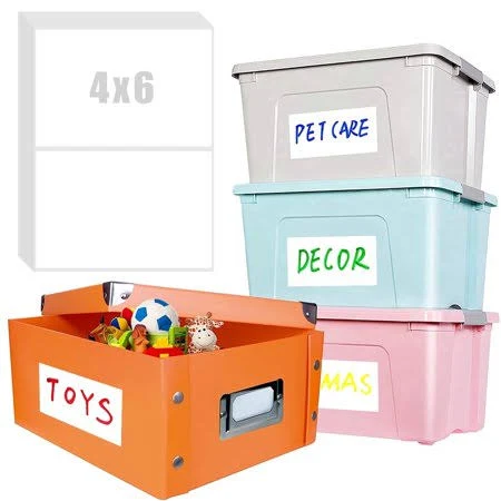 140 Pack 4x6 Removable Blank Labels, Waterproof Matte White Synthetic Stickers, Residue-Free Self-Adhesive Large Labels for Storage Bins, Containers, 