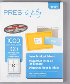 PRES-a-ply Labels Laser Printers 2 x 4 30603