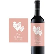 Set of 10 Labels & Stickers Only for Wine Bottles and Champagne Two Connected Hearts, Personalized Wedding Party Peel-and-stick Labels 816