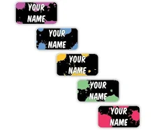 70 Personalized Stick-eez Clothing Labels - Paint Splatters