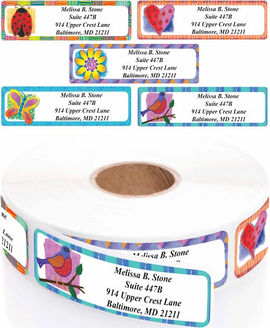 Bright Patterns Personalized Return Address Label Rolls