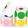 Jadens 2Inch Self-Adhesive Label 4 Circle Sticker Label Mixed Color 4 Rolls