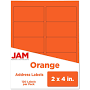 JAM Paper 2" x 4" Orange Address Labels
