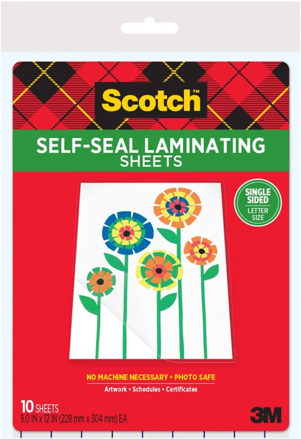 Scotch Self-Seal Single-Sided Laminating Sheets, Letter Size 10 PK, Size: 1.88 in x 54.6 yd