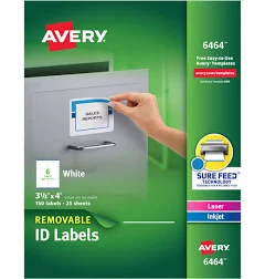 Avery Removable Inkjet/Laser ID Labels 6464