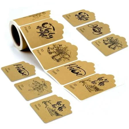 Beaquicy Christmas Stickers 120 Labels Christmas Name Tags Stickers Decorative Gift Decals Present Labels, Size: 12.60 x 8.66 x 3.54, White