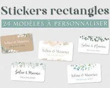 Personalized self-adhesive labels, stickers for wedding, baptism, birthday, rectangular format