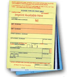 3-Part Vehicle Deal Labels (Imprinted) (Form #AA-168-IMP) 500-999 Blue | Park Place Printing