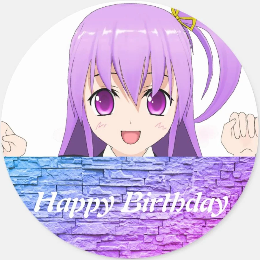 Anime Happy birthday adorable japanese Classic Round Sticker