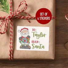 Personalized Christmas Gift Labels | Custom Name Christmas Stickers | Christmas Present Stickers | Santa Gift Tag Stickers for Kids