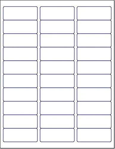 Laser / Ink Jet White Labels 1" x 2-5/8" - 30 Per Page, Pack of 250 Sheets