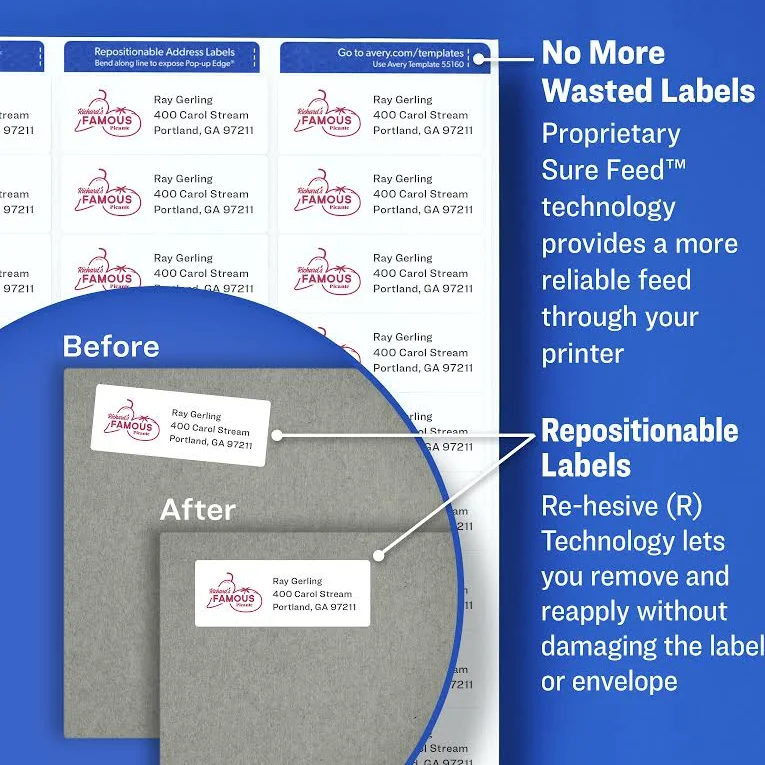 Avery Repositionable Shipping Labels