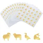 80 Sheets 4 Patterns PVC Waterproof Self-Adhesive Cartoon Decals Gift Cards Decoration Gold Color Animal