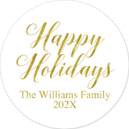 Happy Holidays Foil Stickers 2" - 160 Stickers