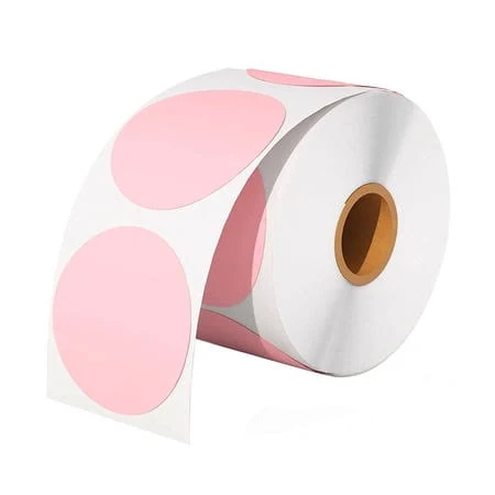 Seiwei 1 Roll / 500Pcs Self-Adhesive Waterproof Printer Labels Thermal Paper Printer Label Sticker (Pink)