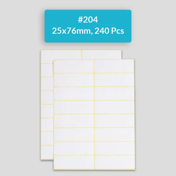 Self Adhesive Sticky White Labels A5 [15 Sheets Pack], #204,25x76mm