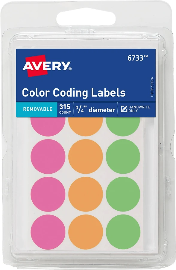 Avery Round Color Coding Labels Removable Adhesive Round Assorted Neon Pink