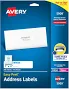 Avery Address Labels 1" x 4" Matte White Laser/Inkjet Sure Feed 200 Labels