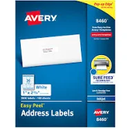 Avery Easy Peel White Inkjet Address Labels 8460