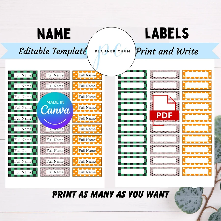 Anime-Inspired Editable Name Labels: Custom Printable Tags for School, Water Bottles, Gifts - Personalize & Print Instantly, Back to School