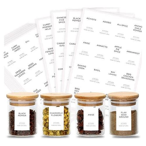 Mageeki 160 Spice Jar Labels Wh…