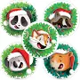 100ct Animals in Santa Hat Stickers