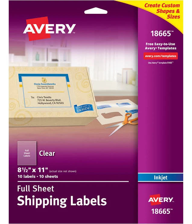 Avery Clear Shipping Labels Inkjet