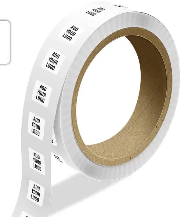 Custom 3/8 x 1 Inch Roll of Rectangle Labels - White Glossy - 125 Pack