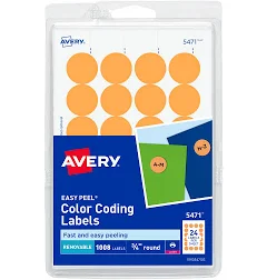 Avery Printable Color-Coding Labels Removable Adhesive 05471