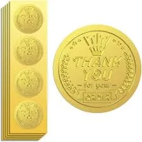 Gold Foil Stickers Seals Embossed Thank You for Your Order 2 Inch 100Pcs Self Adhesive Gold Around Embossing Sticker for Shop Store Envelope Seal Gift