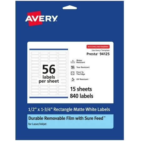 Avery Durable Removable Rectangle Multipurpose Labels