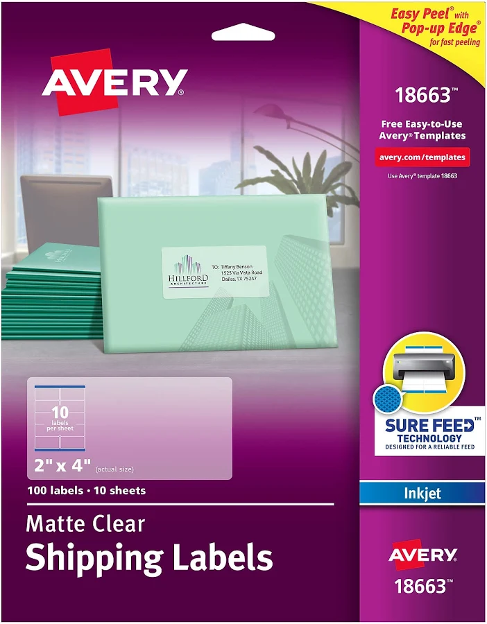 Avery Clear Easy Peel Mailing Labels