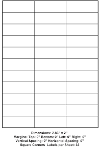 2.83 x 1 (33 Up), 8.5 x 11 Adhesive Label Paper, 1,000 Sheets per Car