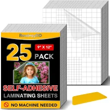 25 Pack Self Adhesive Laminating Sheets 9x12 Inch Waterproof For