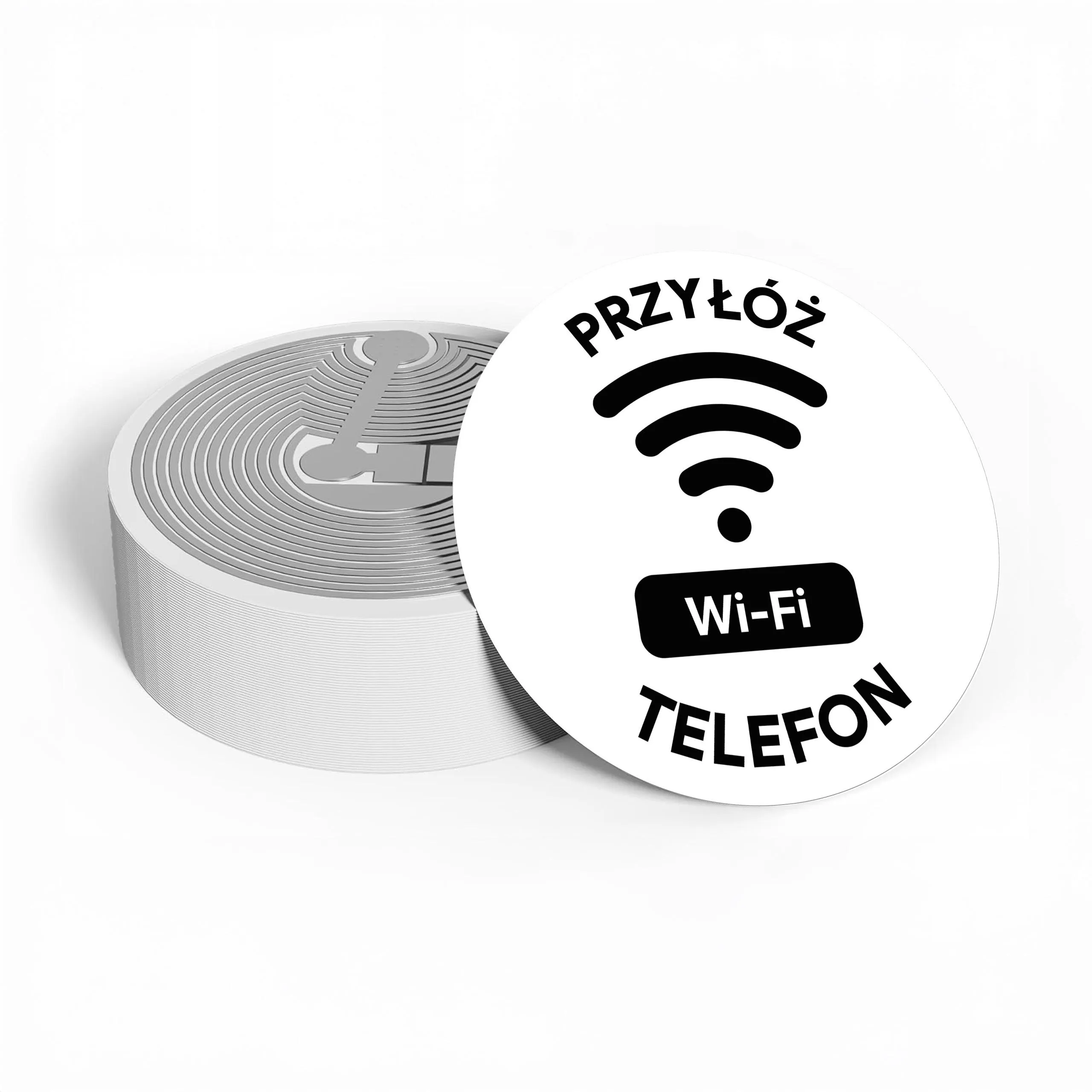 25 mm NFC Wi-Fi tag – white or black waterproof “Tap your phone” sticker, self-adhesive label for sharing internet access
