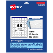 Avery 1" x 1" Waterproof Square Labels