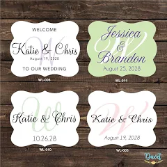 3x4 inch Die Cut Custom Wedding Wine Bottle Waterproof Labels - hundreds designs to choose - change designs to any color or wording