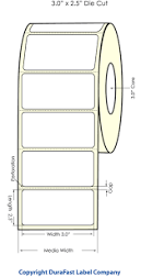 LX900 3" x 2.5" High Gloss Paper Labels 950/Roll