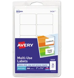 Avery Removable Multi-Use Labels Inkjet/Laser Printers 1 x 1.5 05434