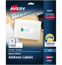 Avery Vibrant Inkjet Color-Print Labels w Sure Feed 8250
