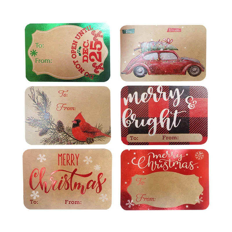80 Count Foil Kraft Christmas Tags Sticker